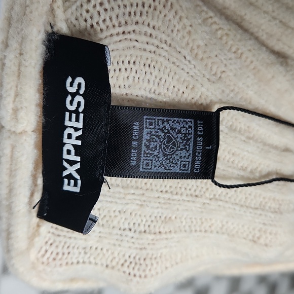 Express ribbed crop sweater cardigan women's Large oat NWT - Picture 8 of 8